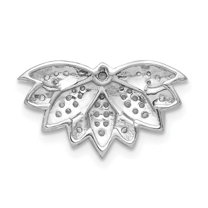 14K Weißgold 1/5ct. Echt Diamant Lotus Blume Kette Anhänger