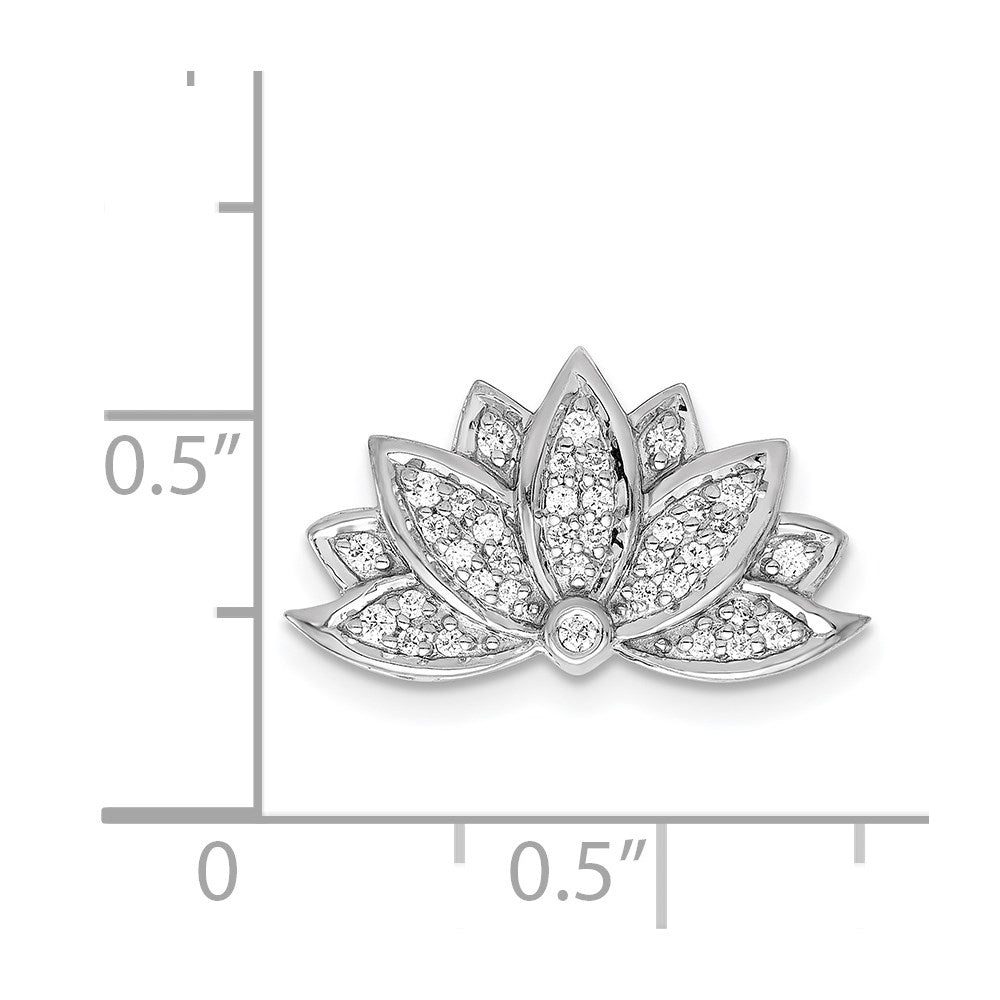 14K Weißgold 1/5ct. Echt Diamant Lotus Blume Kette Anhänger