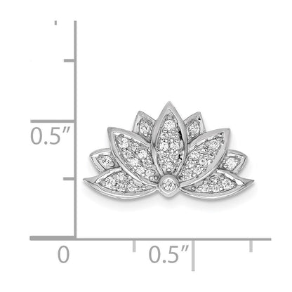 14K Weißgold 1/5ct. Echt Diamant Lotus Blume Kette Anhänger