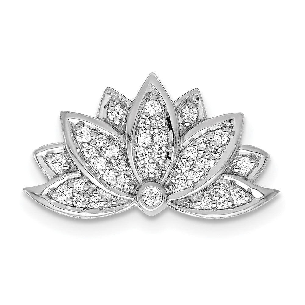 14K Weißgold 1/5ct. Echt Diamant Lotus Blume Kette Anhänger