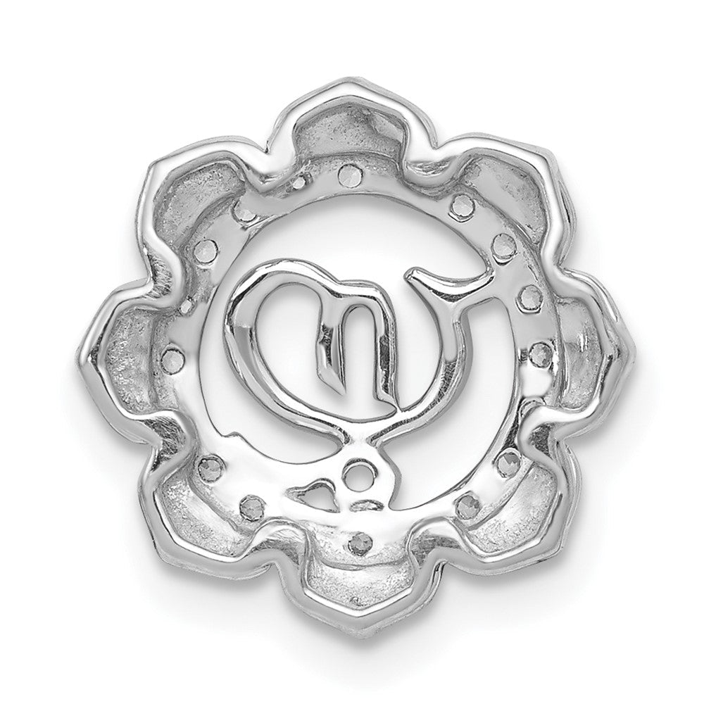 14K Weißgold 1/5ct. Echt Diamant Lotus mit Symbol Kette Anhänger