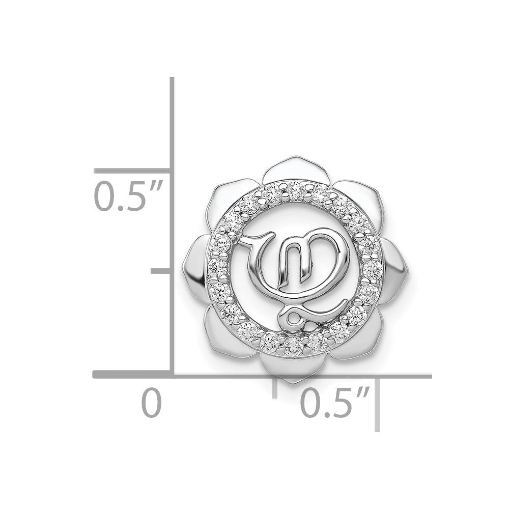14K Weißgold 1/5ct. Echt Diamant Lotus mit Symbol Kette Anhänger