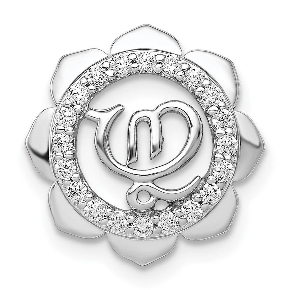 14K Weißgold 1/5ct. Echt Diamant Lotus mit Symbol Kette Anhänger