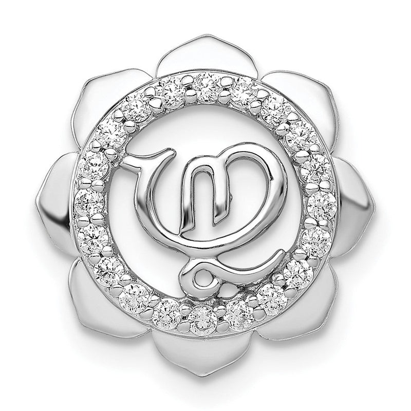 14K Weißgold 1/5ct. Echt Diamant Lotus mit Symbol Kette Anhänger