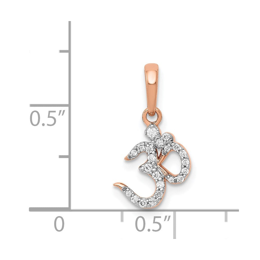 14K Roségold Anhänger mit echtem Diamant-Om-Symbol