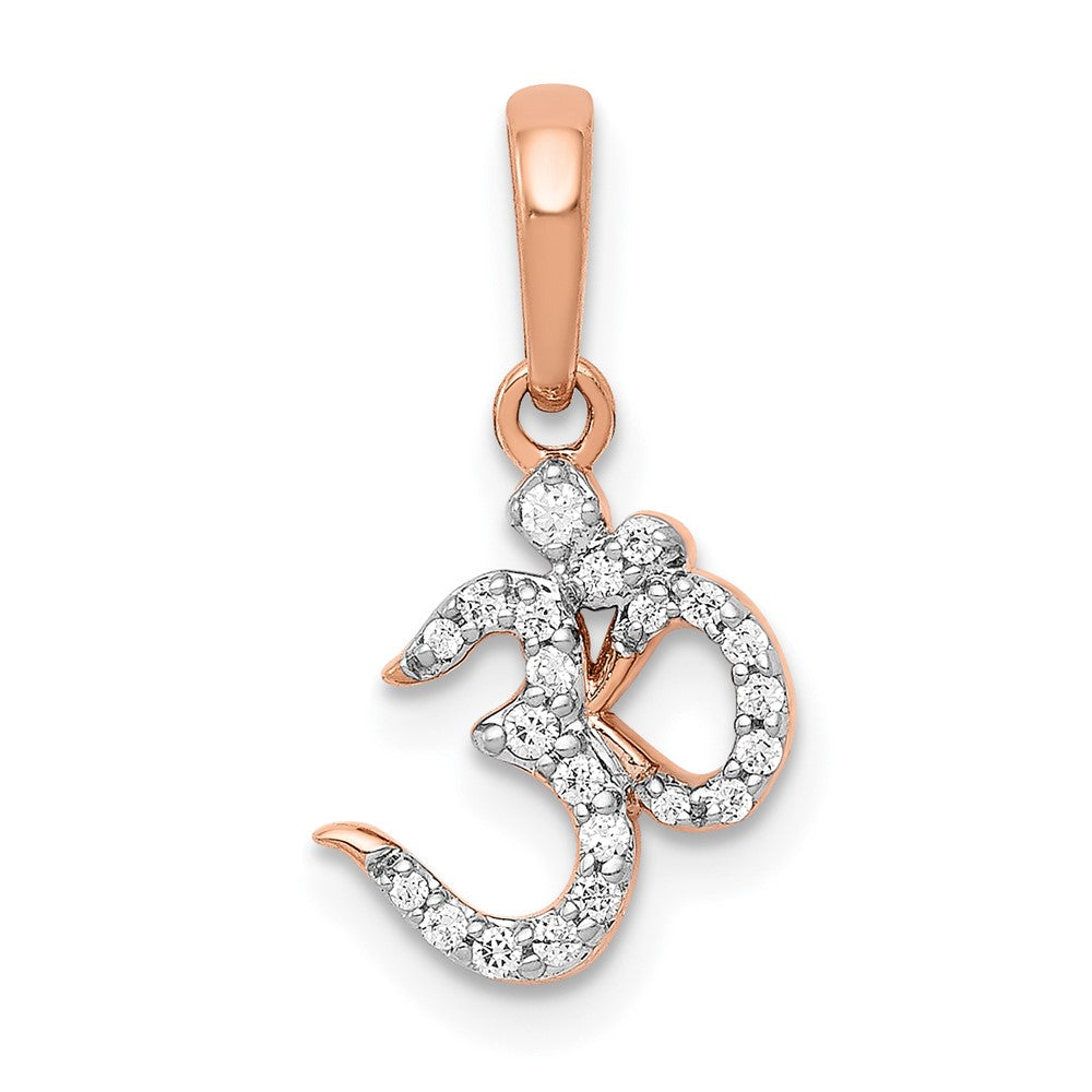 14K Roségold Anhänger mit echtem Diamant-Om-Symbol