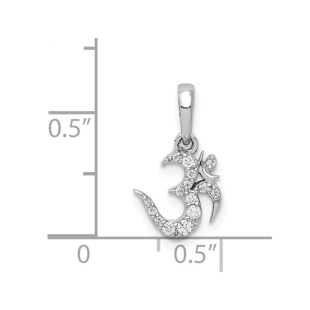 14K Weißgold 0,1 ct. Echtdiamant-Anhänger mit Om-Symbol