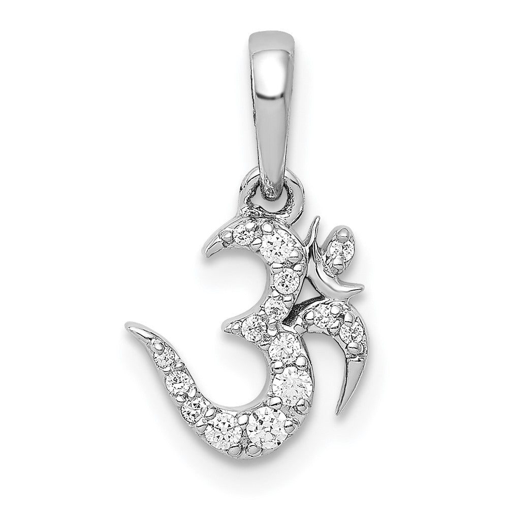 14K Weißgold 0,1 ct. Echtdiamant-Anhänger mit Om-Symbol