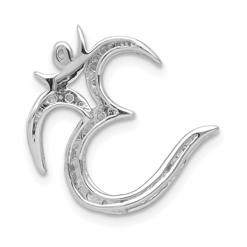 14K Weißgold 3/8ct. Echt Diamant Om Symbol Kette Anhänger
