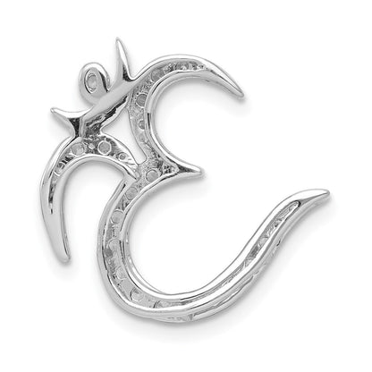 14K Weißgold 3/8ct. Echt Diamant Om Symbol Kette Anhänger