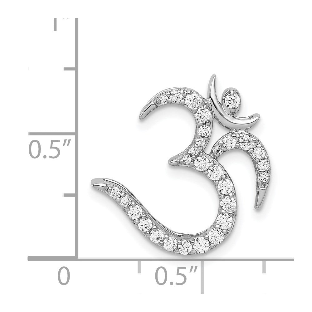 14K Weißgold 3/8ct. Echt Diamant Om Symbol Kette Anhänger