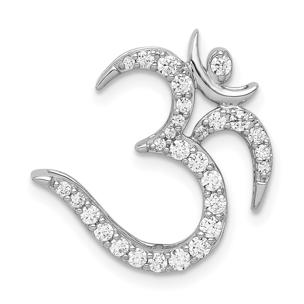 14K Weißgold 3/8ct. Echt Diamant Om Symbol Kette Anhänger