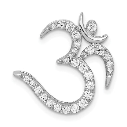 14K Weißgold 3/8ct. Echt Diamant Om Symbol Kette Anhänger