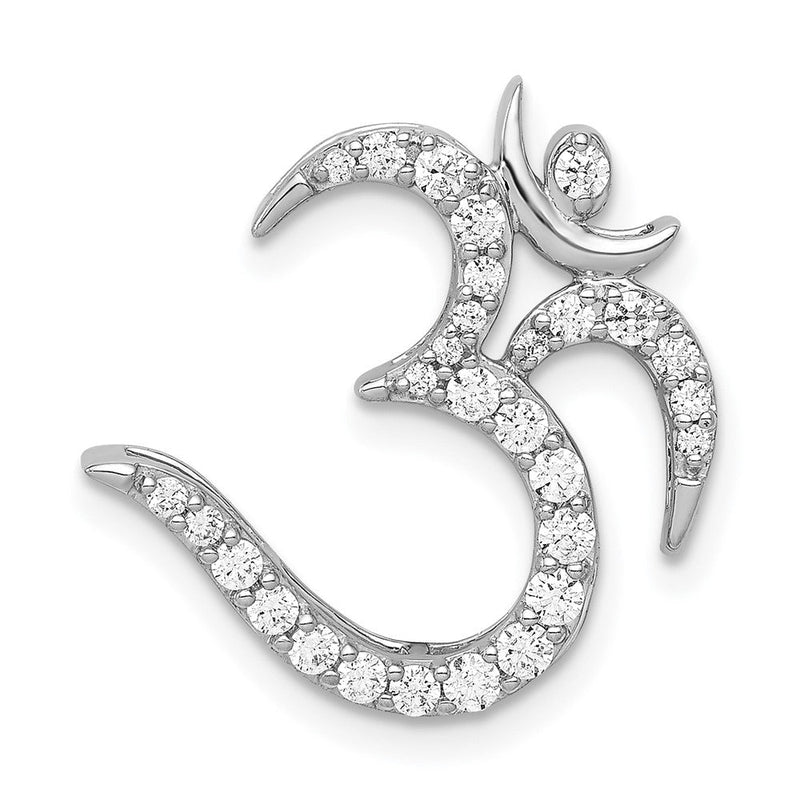 14K Weißgold 3/8ct. Echt Diamant Om Symbol Kette Anhänger