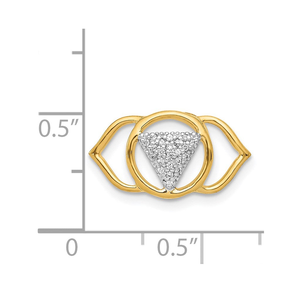 14K Gelbgold 1/10ct. Echt Diamant Ajna/brow Chakra Kette Anhänger