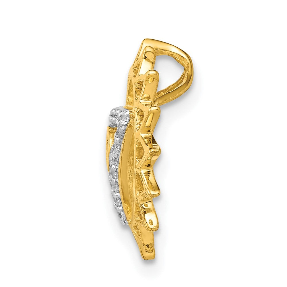 14K Gelbgold 1/10ct. Echt Diamant Vishuddha/throat Chakra Kette Anhänger