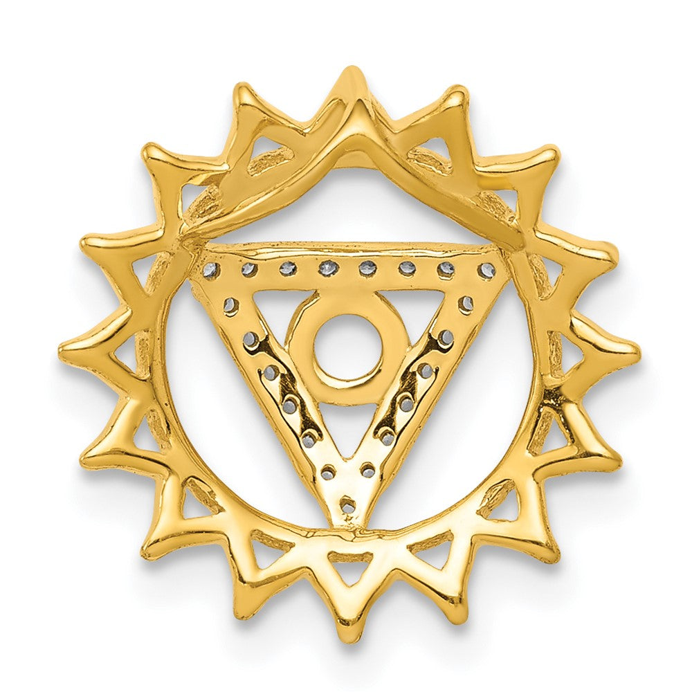 14K Gelbgold 1/10ct. Echt Diamant Vishuddha/throat Chakra Kette Anhänger