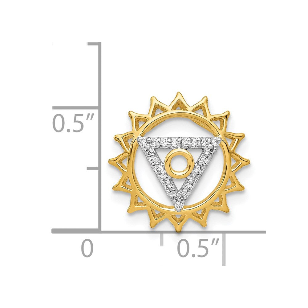 14K Gelbgold 1/10ct. Echt Diamant Vishuddha/throat Chakra Kette Anhänger