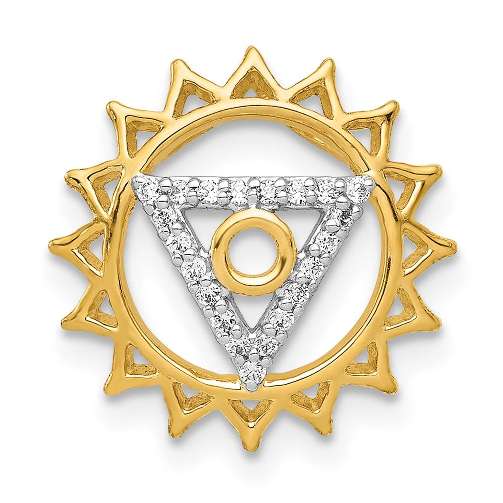 14K Gelbgold 1/10ct. Echt Diamant Vishuddha/throat Chakra Kette Anhänger