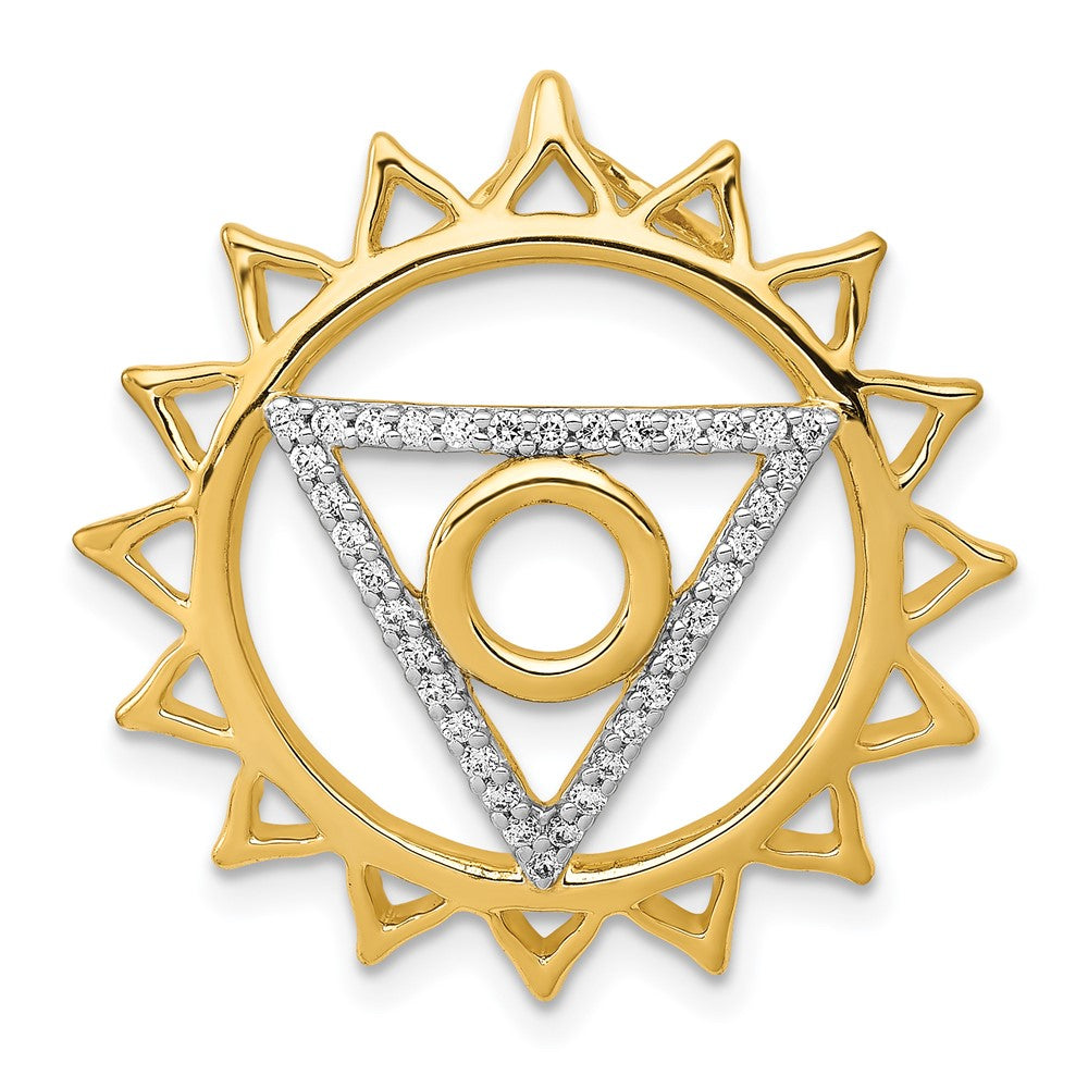 14K Gelbgold 1/5ct. Echt Diamant Vishuddha/throat Chakra Kette Anhänger