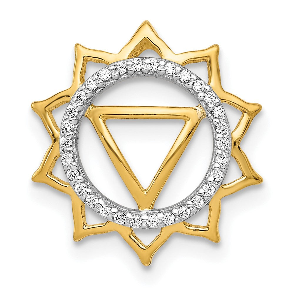 14K Gelbgold 1/10ct. Echt Diamant Manipura/solar-plexus Chakra Kette Anhänger