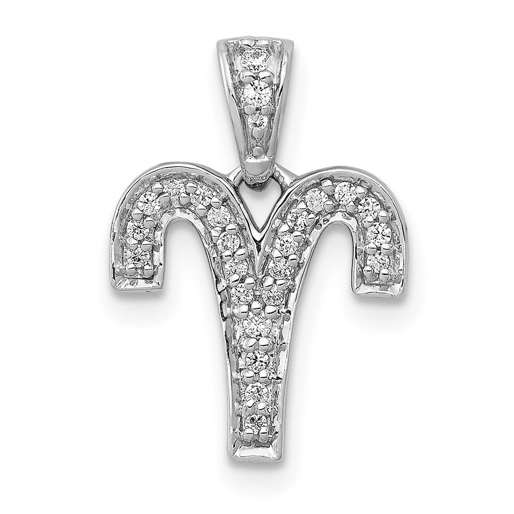 14K Weißgold Anhänger mit echtem Diamanten „Widder“