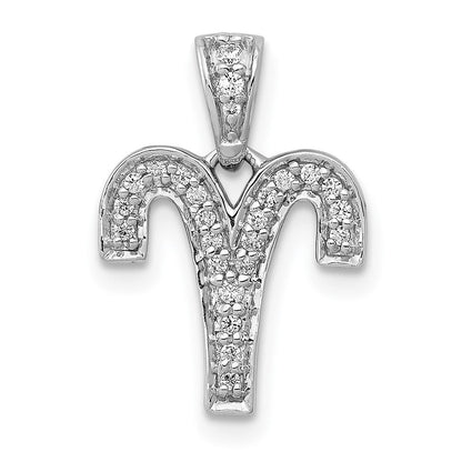 14K Weißgold Anhänger mit echtem Diamanten „Widder“
