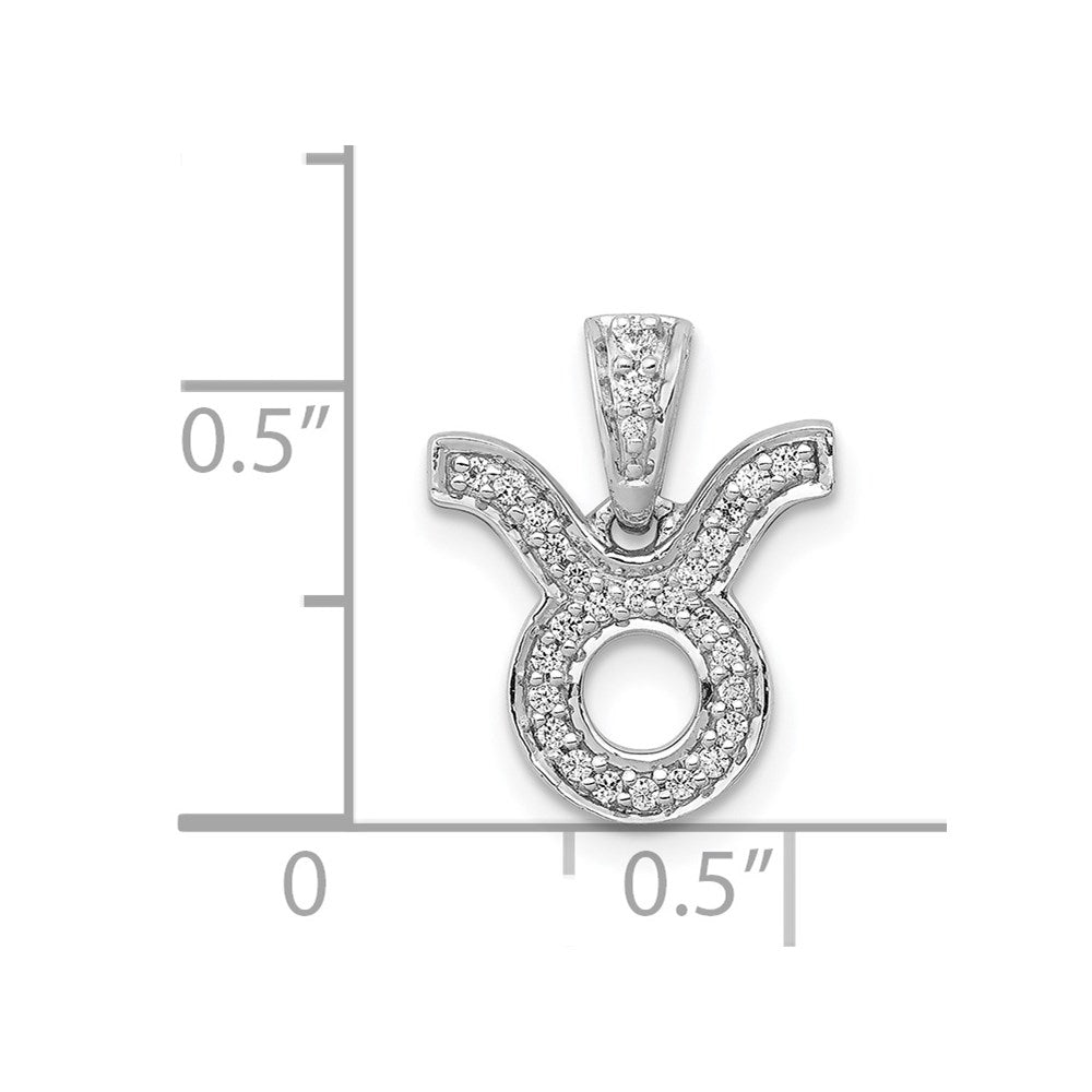 14K Weißgold Anhänger Sternzeichen Stier mit echten Diamanten