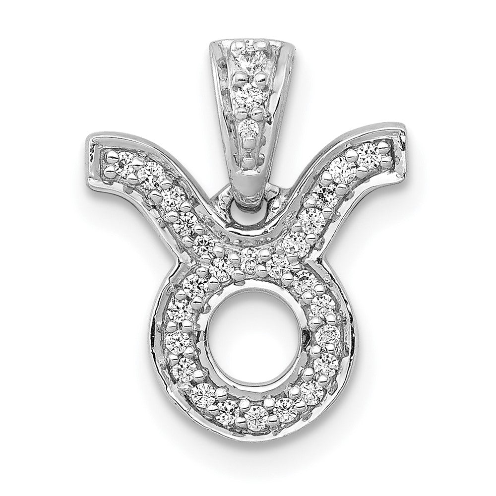 14K Weißgold Anhänger Sternzeichen Stier mit echten Diamanten