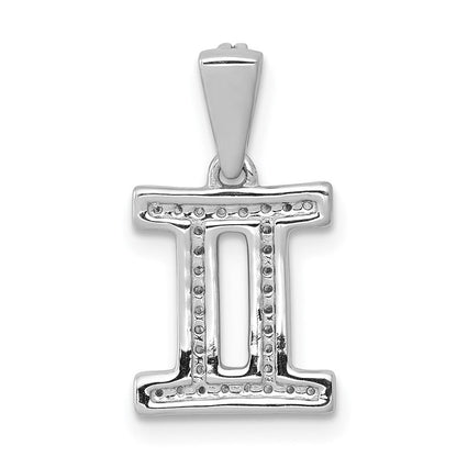 14K Weißgold Zwillinge-Anhänger mit echten Diamanten