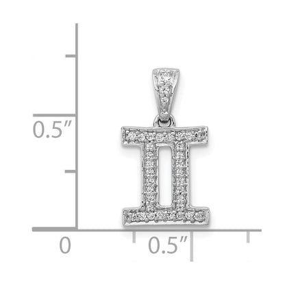 14K Weißgold Zwillinge-Anhänger mit echten Diamanten