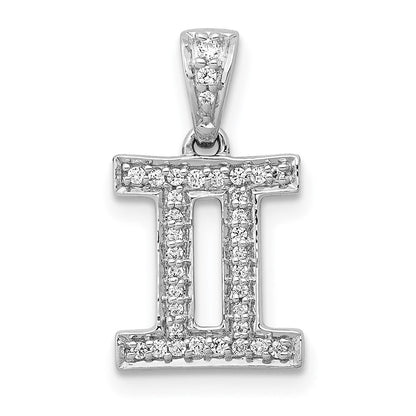 14K Weißgold Zwillinge-Anhänger mit echten Diamanten