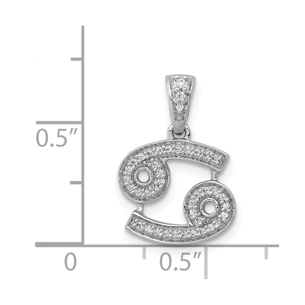 14K Weißgold Anhänger Sternzeichen Krebs mit echten Diamanten