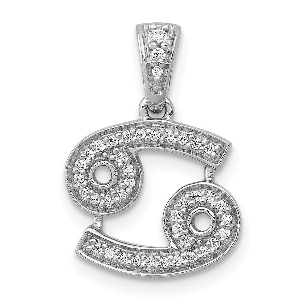 14K Weißgold Anhänger Sternzeichen Krebs mit echten Diamanten
