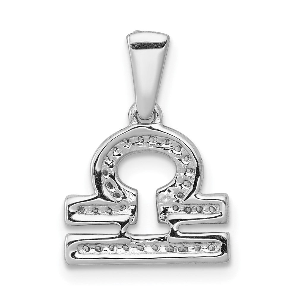 14k Weißgold Anhänger Sternzeichen Waage mit echten Diamanten