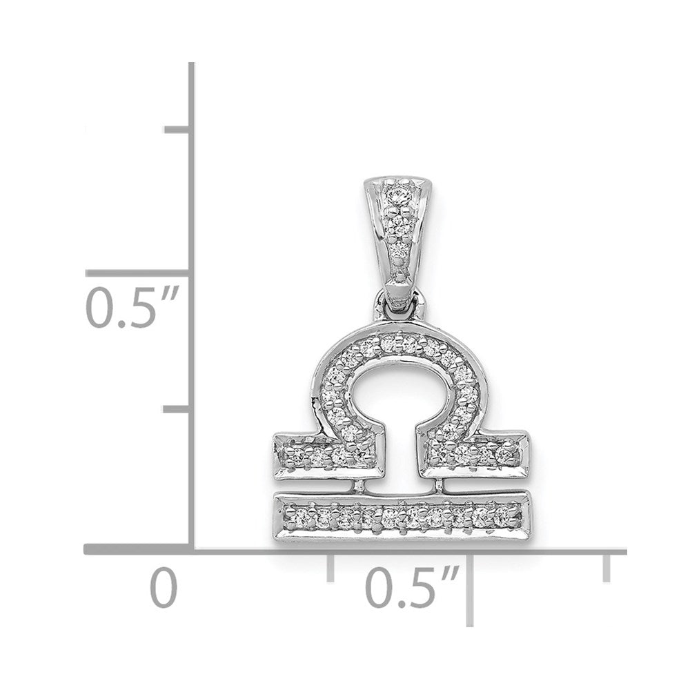 14k Weißgold Anhänger Sternzeichen Waage mit echten Diamanten