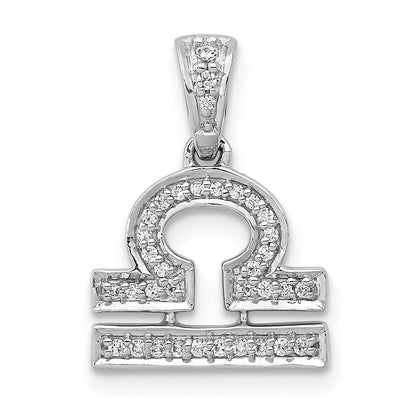 14k Weißgold Anhänger Sternzeichen Waage mit echten Diamanten