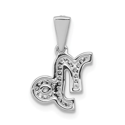 14K Weißgold Anhänger mit echtem Diamant, Steinbock-Zeichen