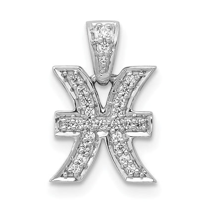 14K Weißgold Anhänger Sternzeichen Fische mit echten Diamanten