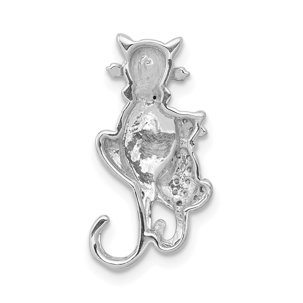 14K Weißgold Weiß und Schwarz Akzente Echt Diamant Cats Kette Anhänger
