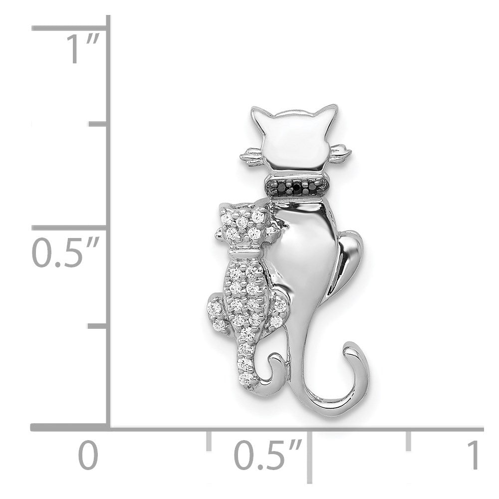 14K Weißgold Weiß und Schwarz Akzente Echt Diamant Cats Kette Anhänger