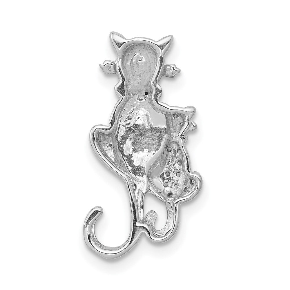 14K Weißgold Schwarz und Weiß Akzente Echt Diamant Cats Kette Anhänger