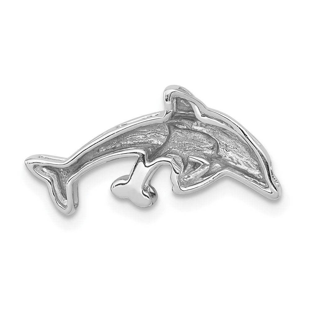 14K Weißgold Schwarz Echt Diamant Dolphins Kette Anhänger