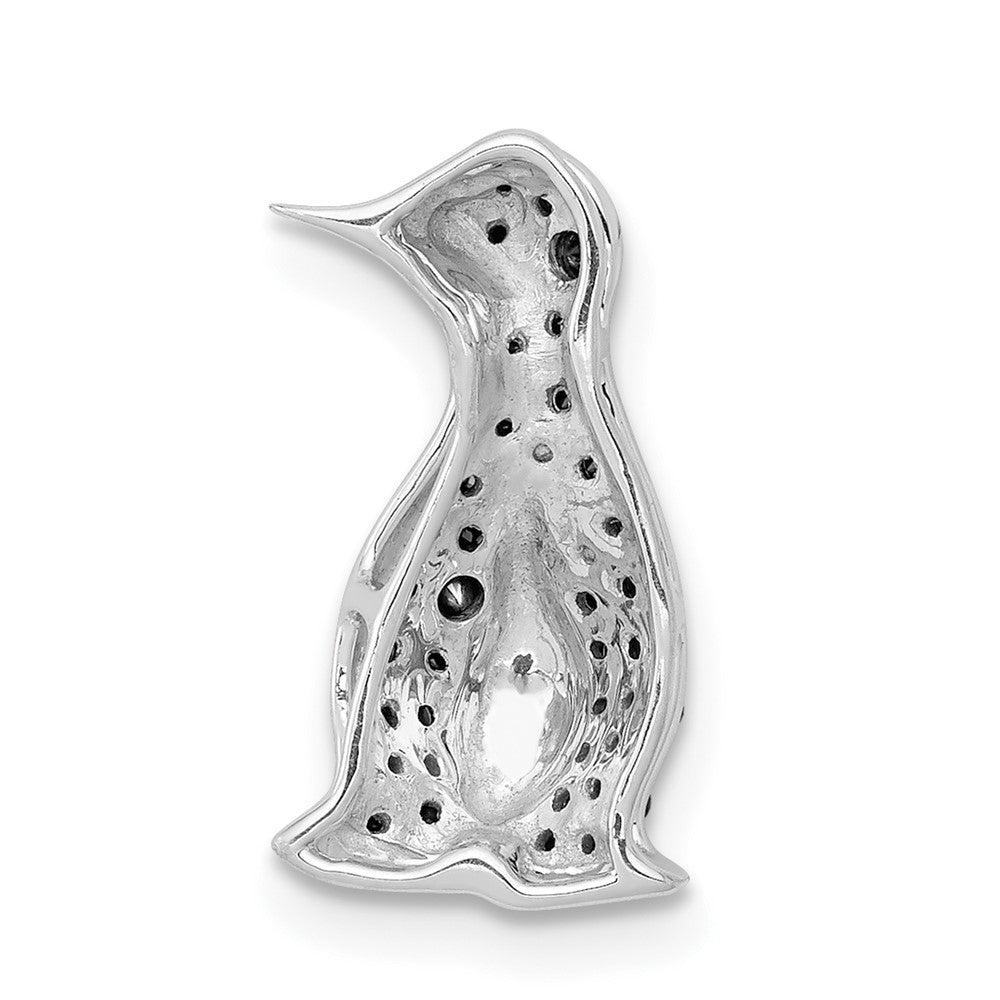 14K Weißgold 1/5ct. Schwarz Echt Diamant Pinguin Kette Anhänger