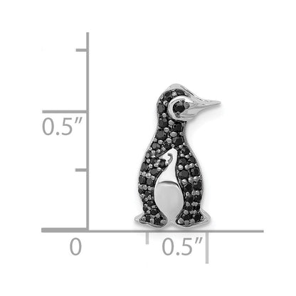 14K Weißgold 1/5ct. Schwarz Echt Diamant Pinguin Kette Anhänger