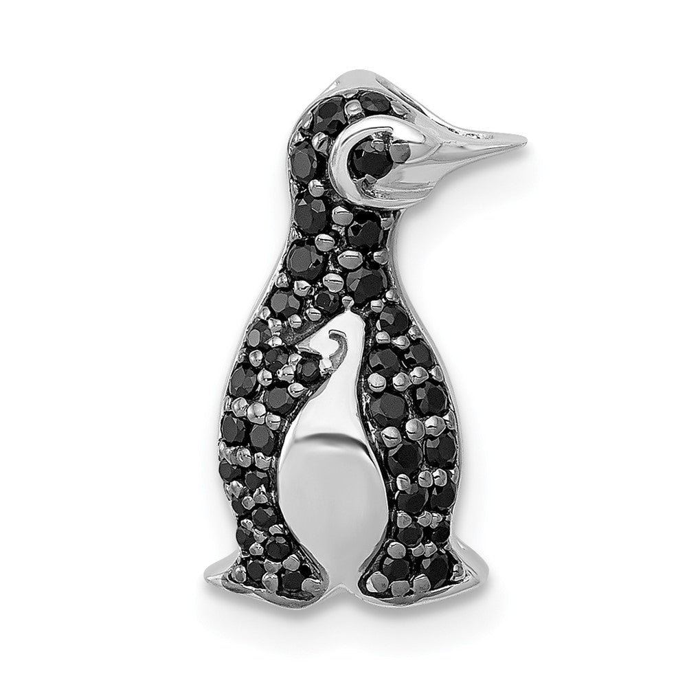 14K Weißgold 1/5ct. Schwarz Echt Diamant Pinguin Kette Anhänger