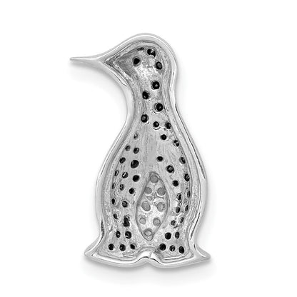 14K Weißgold 1/3ct. Schwarz Echt Diamant Pinguin Kette Anhänger
