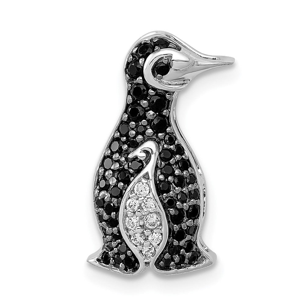 14K Weißgold 1/3ct. Schwarz Echt Diamant Pinguin Kette Anhänger