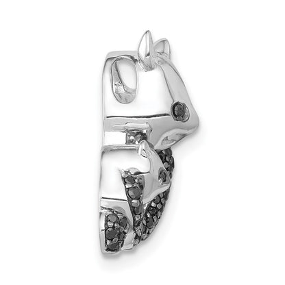 14K Weißgold Anhänger Pandas mit schwarzen echten Diamanten