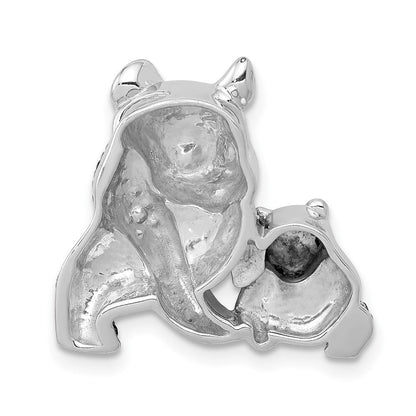 14K Weißgold Anhänger Pandas mit schwarzen echten Diamanten